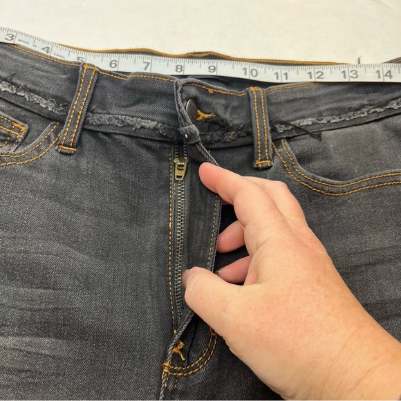 Judy Blue Slim Boot Cut Faded Black Denim Jean Womens SZ 15 / 32 Raw Hem Stretch - Picture 10 of 14